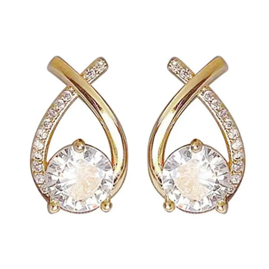 Fashion Cross Stud Earrings for Women Girls Korean Style Elegant Crystal Jewelry Ear Rings Fishtail Lady Earrings Gifts